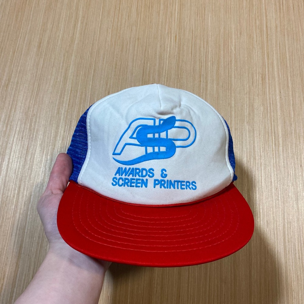 Speedway Awards & Screen Printers Trucker Hat Red White Blue Snapback Mesh Cap